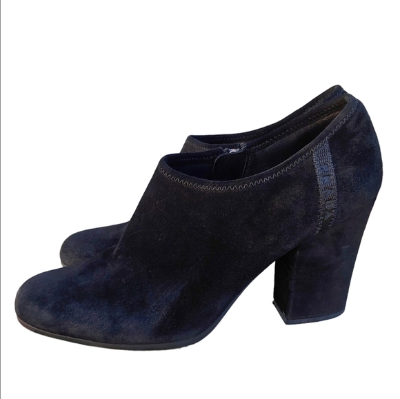 Prada Black Suede Block Heel Ankle Booties Women\'s Size US 9 EURO 40